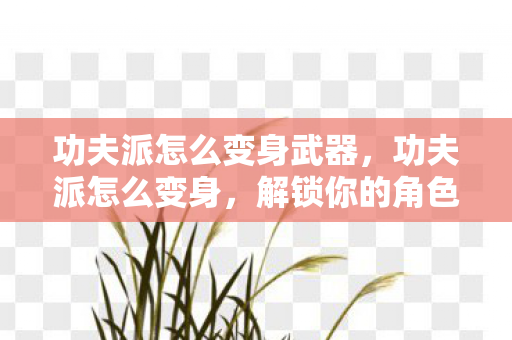 功夫派怎么变身武器，功夫派怎么变身，解锁你的角色潜能