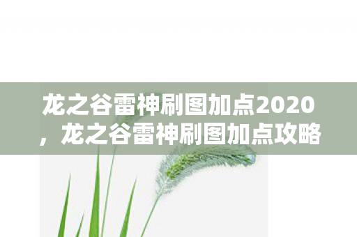龙之谷雷神刷图加点2020,龙之谷雷神刷图加点攻略,打造高效刷图体验 龙之谷雷神刷图加点2020,龙之谷雷神刷图加点攻略,打造高效刷图体验