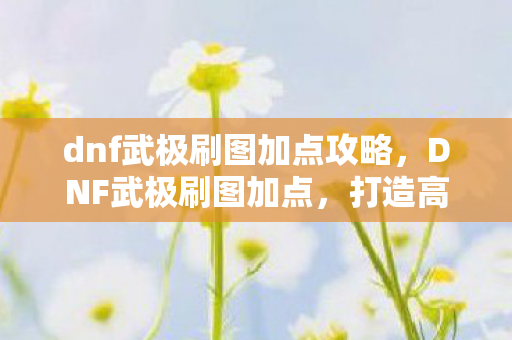 dnf武极刷图加点攻略,DNF武极刷图加点,打造高效战斗体验 dnf武极刷图加点攻略,DNF武极刷图加点,打造高效战斗体验