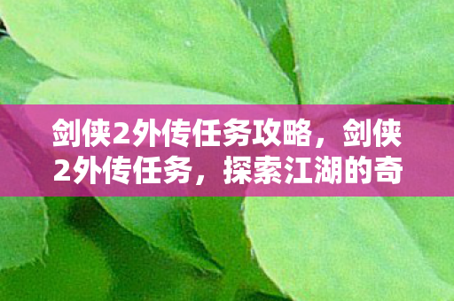 剑侠2外传任务攻略,剑侠2外传任务,探索江湖的奇妙之旅 剑侠2外传任务攻略,剑侠2外传任务,探索江湖的奇妙之旅