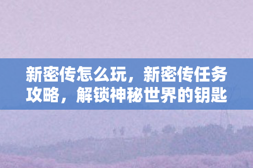 新密传怎么玩，新密传任务攻略，解锁神秘世界的钥匙