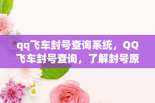 qq飞车封号查询系统,QQ飞车封号查询,了解封号原因,避免再次违规 qq飞车封号查询系统,QQ飞车封号查询,了解封号原因,避免再次违规