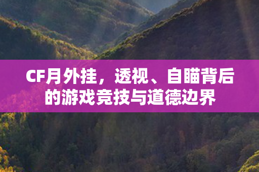 CF月外挂，透视、自瞄背后的游戏竞技与道德边界