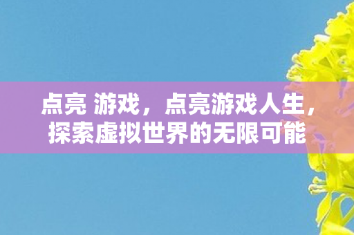点亮 游戏，点亮游戏人生，探索虚拟世界的无限可能