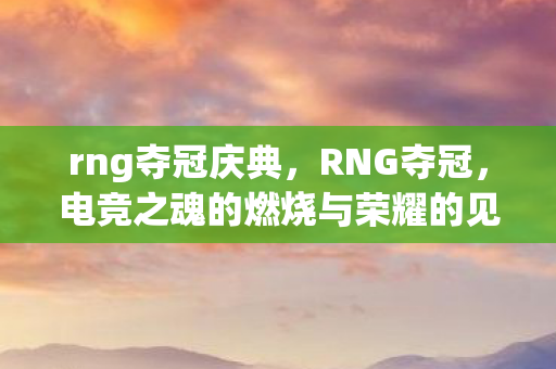 rng夺冠庆典，RNG夺冠，电竞之魂的燃烧与荣耀的见证