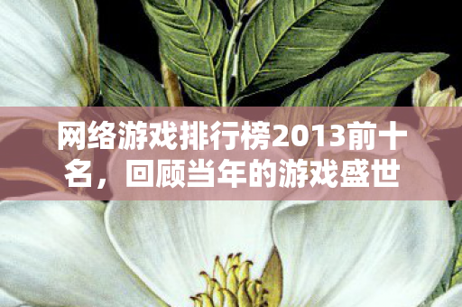 网络游戏排行榜2013前十名，回顾当年的游戏盛世