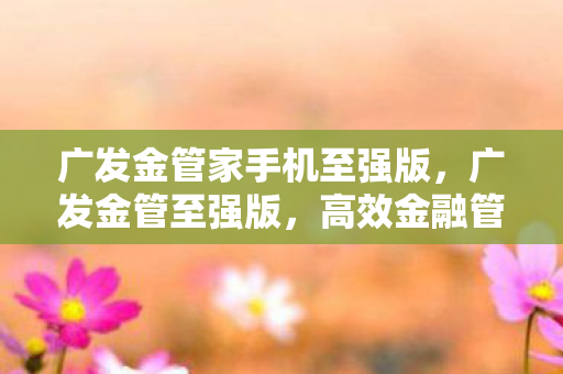 广发金管家手机至强版，广发金管至强版，高效金融管理的数字化利器
