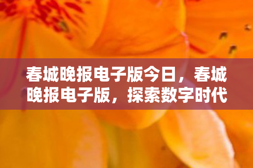 春城晚报电子版今日，春城晚报电子版，探索数字时代的新闻阅读新体验