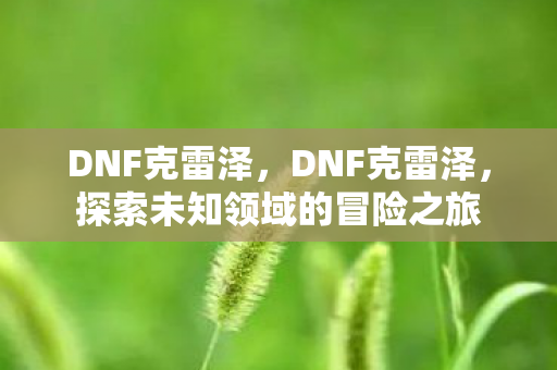 DNF克雷泽，DNF克雷泽，探索未知领域的冒险之旅