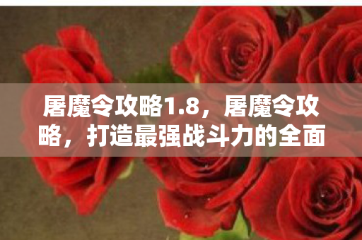 屠魔令攻略1.8，屠魔令攻略，打造最强战斗力的全面指南