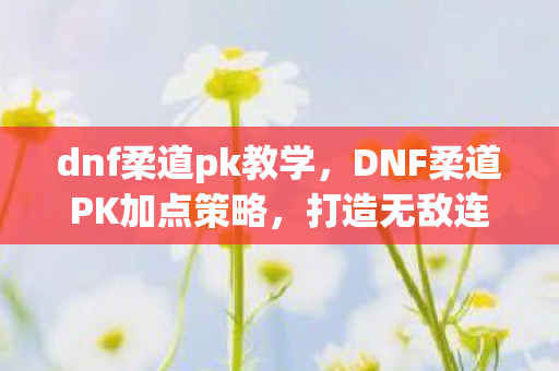 dnf柔道pk教学，DNF柔道PK加点策略，打造无敌连招，称霸竞技场