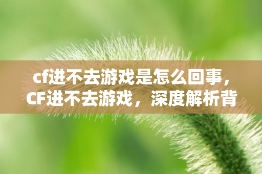 cf进不去游戏是怎么回事,CF进不去游戏,深度解析背后的原因与解决方案 cf进不去游戏是怎么回事,CF进不去游戏,深度解析背后的原因与解决方案