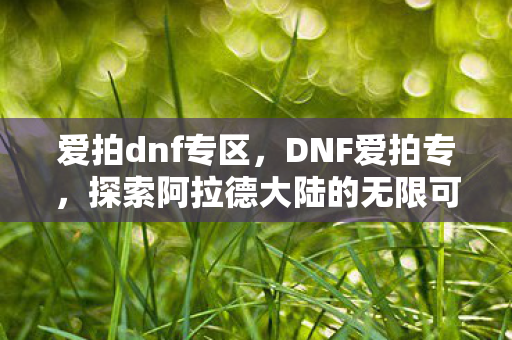 爱拍dnf专区，DNF爱拍专，探索阿拉德大陆的无限可能