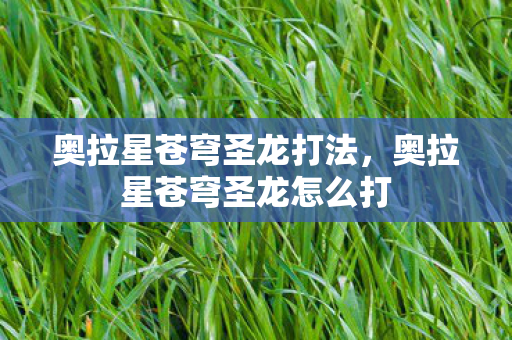 奥拉星苍穹圣龙打法,奥拉星苍穹圣龙怎么打 奥拉星苍穹圣龙打法,奥拉星苍穹圣龙怎么打