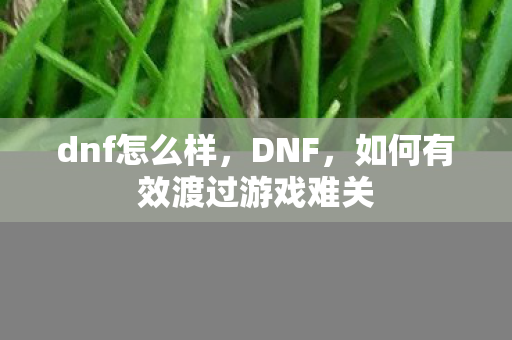 dnf怎么样,DNF,如何有效渡过游戏难关 dnf怎么样,DNF,如何有效渡过游戏难关