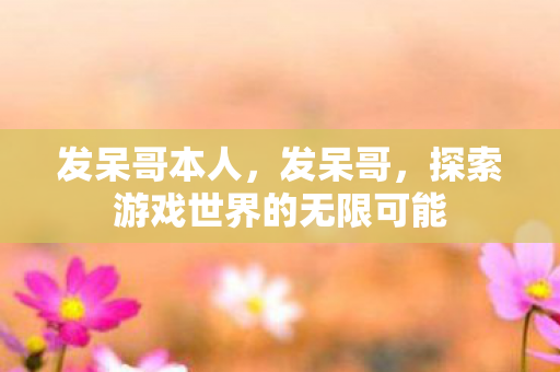 发呆哥本人,发呆哥,探索游戏世界的无限可能 发呆哥本人,发呆哥,探索游戏世界的无限可能