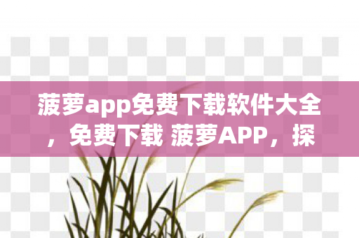 菠萝app免费下载软件大全，免费下载 菠萝APP，探索娱乐新境界