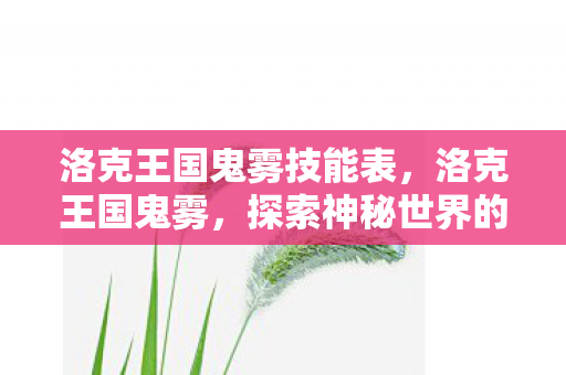 洛克王国鬼雾技能表，洛克王国鬼雾，探索神秘世界的奇幻之旅