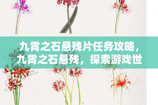 九霄之石悬残片任务攻略，九霄之石悬残，探索游戏世界的未知领域