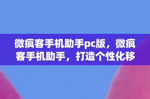 微疯客手机助手pc版，微疯客手机助手，打造个性化移动设备管理新体验