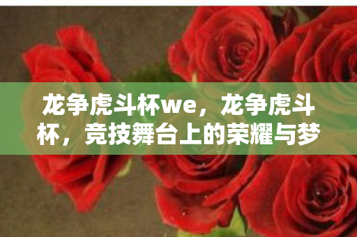 龙争虎斗杯we，龙争虎斗杯，竞技舞台上的荣耀与梦想