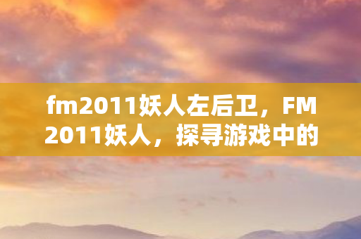 fm2011妖人左后卫，FM2011妖人，探寻游戏中的隐藏瑰宝