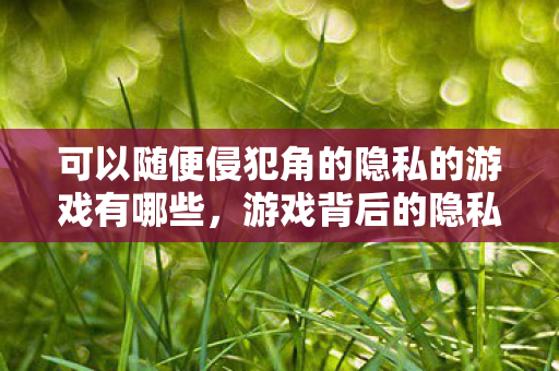可以随便侵犯角的隐私的游戏有哪些，游戏背后的隐私侵犯，玩家数据的安全隐患