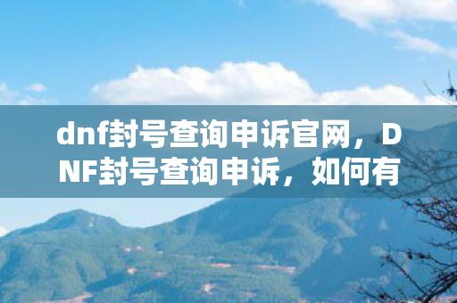 dnf封号查询申诉官网，DNF封号查询申诉，如何有效维护自身权益