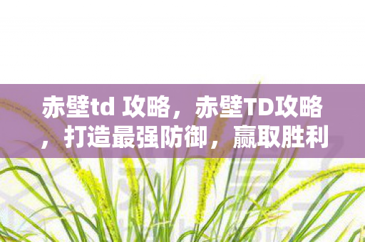赤壁td 攻略，赤壁TD攻略，打造最强防御，赢取胜利
