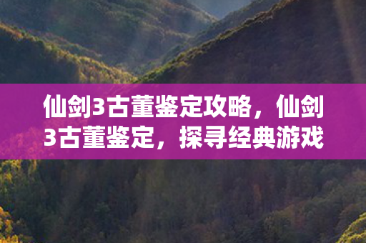 仙剑3古董鉴定攻略，仙剑3古董鉴定，探寻经典游戏中的文化瑰宝