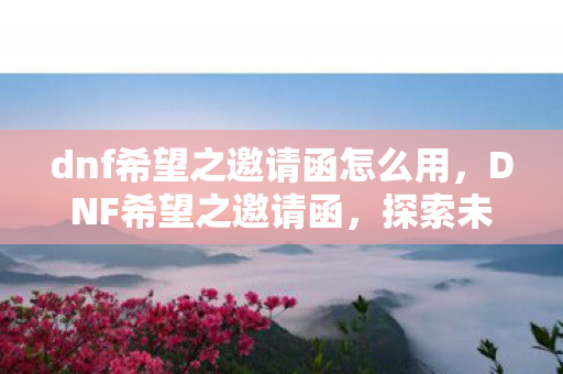dnf希望之邀请函怎么用，DNF希望之邀请函，探索未知，共赴冒险之旅