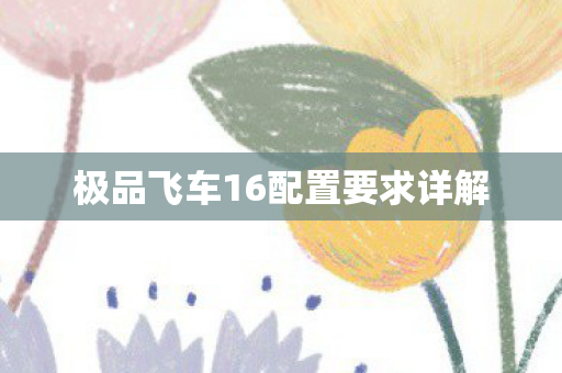 极品飞车16配置要求详解