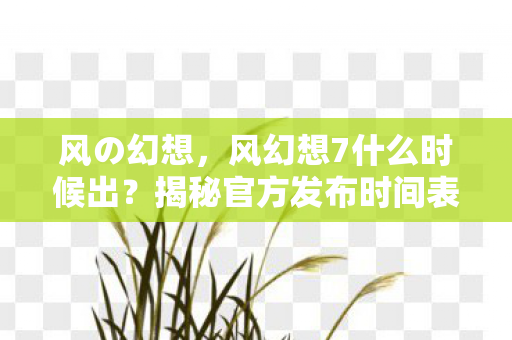 风の幻想，风幻想7什么时候出？揭秘官方发布时间表与玩家期待