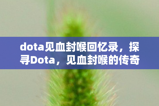 dota见血封喉回忆录，探寻Dota，见血封喉的传奇魅力