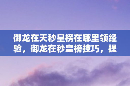 御龙在天秒皇榜在哪里领经验，御龙在秒皇榜技巧，提升战力与排名的策略