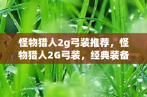 怪物猎人2g弓装推荐，怪物猎人2G弓装，经典装备的传承与革新