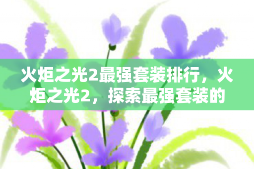 火炬之光2最强套装排行，火炬之光2，探索最强套装的奥秘