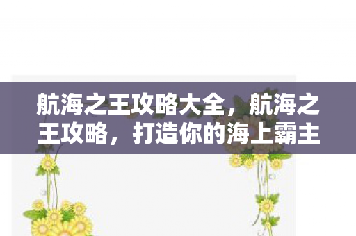 航海之王攻略大全，航海之王攻略，打造你的海上霸主之路