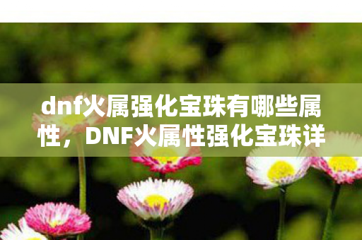 dnf火属强化宝珠有哪些属性，DNF火属性强化宝珠详解，提升战斗力的关键