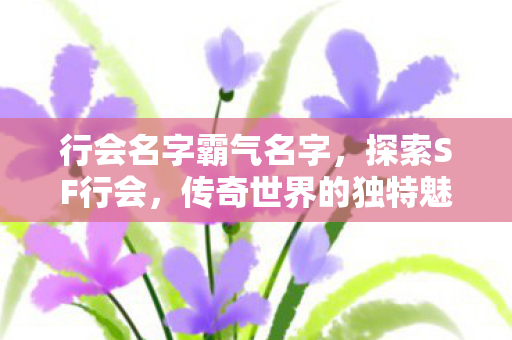 行会名字霸气名字，探索SF行会，传奇世界的独特魅力