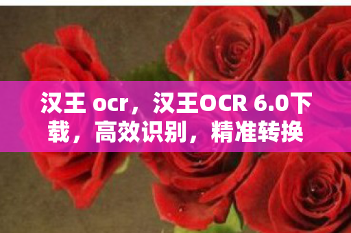 汉王 ocr，汉王OCR 6.0下载，高效识别，精准转换