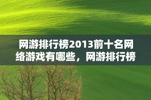网游排行榜2013前十名网络游戏有哪些，网游排行榜2013前十名网络游戏