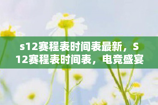 s12赛程表时间表最新，S12赛程表时间表，电竞盛宴的逐梦之旅