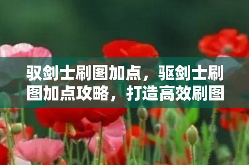 驭剑士刷图加点，驱剑士刷图加点攻略，打造高效刷图体验