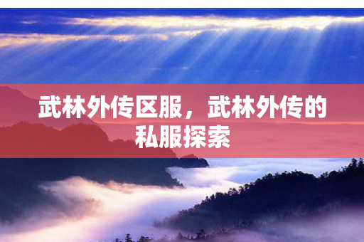 武林外传区服，武林外传的私服探索