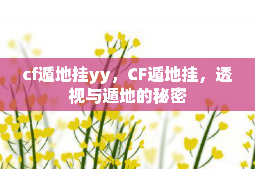 cf遁地挂yy，CF遁地挂，透视与遁地的秘密