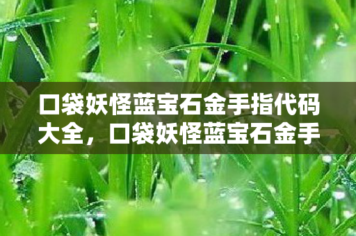 口袋妖怪蓝宝石金手指代码大全，口袋妖怪蓝宝石金手指，解锁无限可能的神奇工具