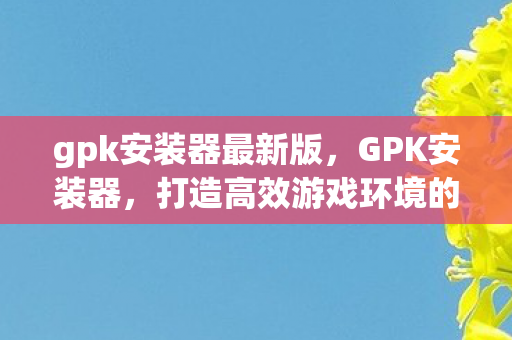 gpk安装器最新版，GPK安装器，打造高效游戏环境的神器
