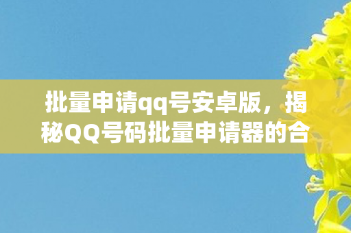 批量申请qq号安卓版，揭秘QQ号码批量申请器的合法应用与风险