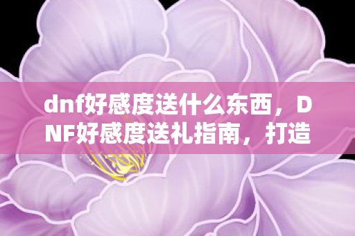 dnf好感度送什么东西，DNF好感度送礼指南，打造你的专属NPC关系网